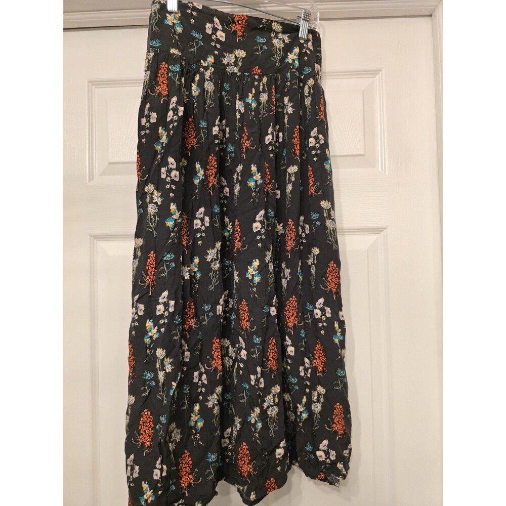 Natural Life Ginger Side-Slit Maxi Skirt Floral Stretch Waist Size S boho chic - Picture 2 of 2